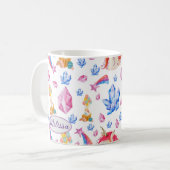 可愛いガーリーブルーピンク星名ユニコーン コーヒーマグカップ (正面左)