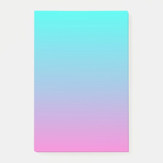 可愛いガーリーメグラデーションードピンク明るい赤紫色ターコイズ ポストイット (正面)