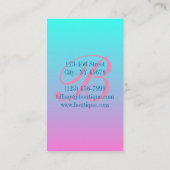 可愛いガーリーメグラデーションードピンク明るい赤紫色ターコイズ 名刺 (裏面)