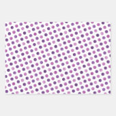 可愛いガーリーモダン水玉模様白パープル ラッピングペーパーシート (正面)