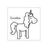 可愛いガーリーユニコーンゴムスタンプのパーソナライズ名 ラバースタンプ (インプリント)
