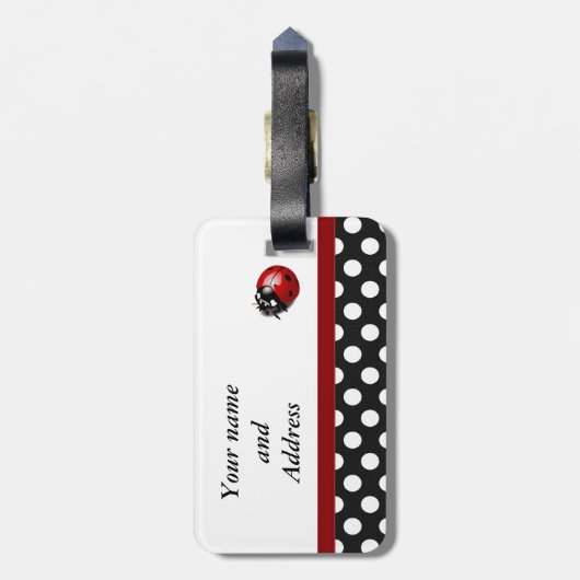 可愛いガーリーラディバエレガントグ水玉模様モノグラム ラゲッジタグ (裏面縦)