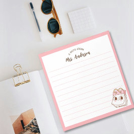 可愛いガーリーレトロ新学期ピンクメモ帳 ノートパッド