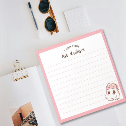 可愛いガーリーレトロ新学期ピンクメモ帳 ノートパッド