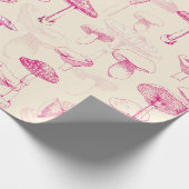 可愛いガーリーヴィンテージピンクマッシュルームパターン ラッピングペーパー (角)