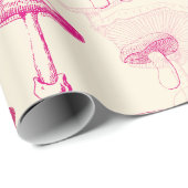 可愛いガーリーヴィンテージピンクマッシュルームパターン ラッピングペーパー (ロールコーナー)