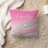 可愛いガーリー夢のようなシルバースターズ赤面ピンク名 クッション (ブランケット)