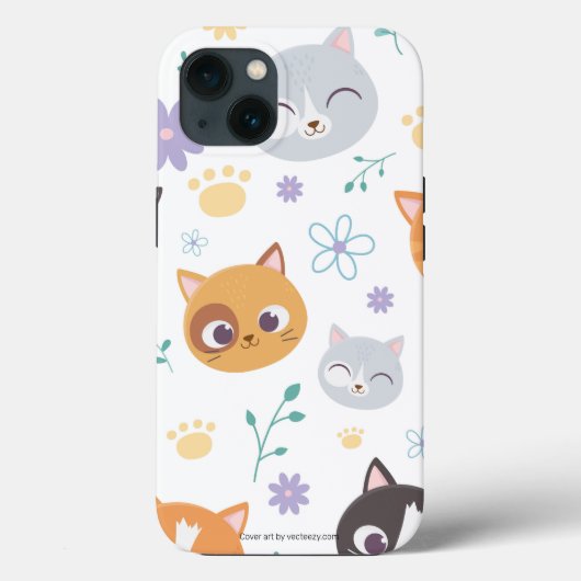 可愛いガーリー子猫カラフルイラストレーション Case-Mate iPhoneケース (裏面)