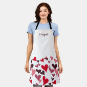 可愛いガーリー手描きハートロマンお洒落ティック エプロン (着用した状態)