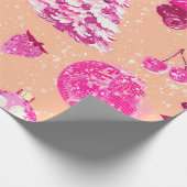 可愛いガーリー桃名門私立校風のピンクのクリスマス ラッピングペーパー (角)