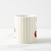 可愛いガーリー水彩さくらんぼ弓の名前 コーヒーマグカップ (中央)