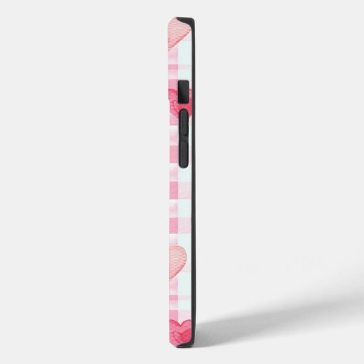 可愛いガーリー水彩桃色ハート名個人化 Case-Mate iPhoneケース (裏面 / 左)