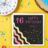 可愛いガーリー波スターパターン誕生日パーティー スタンダードカクテルナプキン