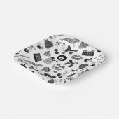 可愛いガーリー白黒の美的パターン ペーパープレート (傾斜あり)