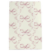 可愛いガーリー美的ピンクの弓パターンモノグラム ミディアムペーパーバッグ (裏面)