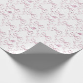 可愛いガーリー美的ピンクの弓パターンモノグラム ラッピングペーパー (角)