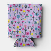 可愛いガーリー薄紫鮮やかな花柄 缶クーラー (正面)