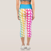 可愛いガーリー虹カラフル蝶パターン カプリレギンス (裏面)