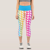 可愛いガーリー虹カラフル蝶パターン カプリレギンス (正面)