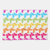 可愛いガーリー虹カラフル蝶パターン キッチンタオル (横)