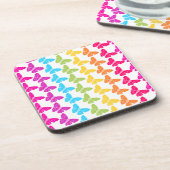 可愛いガーリー虹カラフル蝶パターン コースター (左側)