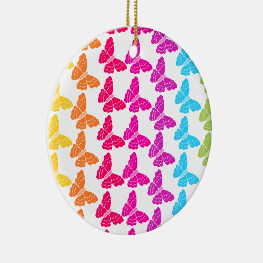可愛いガーリー虹カラフル蝶パターン セラミックオーナメント (右)