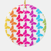 可愛いガーリー虹カラフル蝶パターン セラミックオーナメント (裏面)