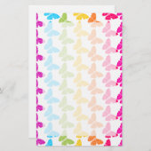 可愛いガーリー虹カラフル蝶パターン 便箋 (正面/裏面)