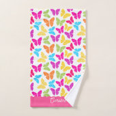 可愛いガーリー虹鮮やか蝶のパターン名 バスタオルセット (ハンドタオル)