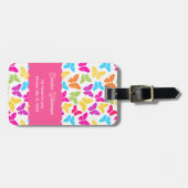 可愛いガーリー虹鮮やか蝶のパターン名 ラゲッジタグ (正面横)