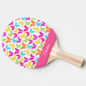 可愛いガーリー虹鮮やか蝶のパターン名 卓球ラケット (横)