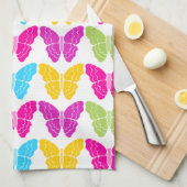可愛いガーリー虹鮮やか蝶パターン キッチンタオル (四つ折り)