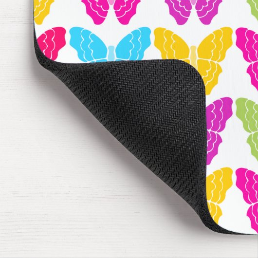 可愛いガーリー虹鮮やか蝶パターン マウスパッド (コーナー)