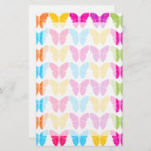 可愛いガーリー虹鮮やか蝶パターン 便箋 (正面/裏面)