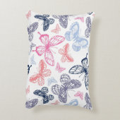 可愛いガーリー蝶カラフルイラストレーション アクセントクッション (裏面(縦))