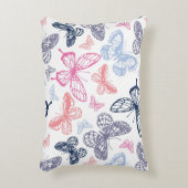 可愛いガーリー蝶カラフルイラストレーション アクセントクッション (正面(垂直))