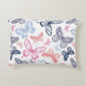 可愛いガーリー蝶カラフルイラストレーション アクセントクッション (裏面)