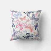 可愛いガーリー蝶カラフルイラストレーション クッション (裏面)