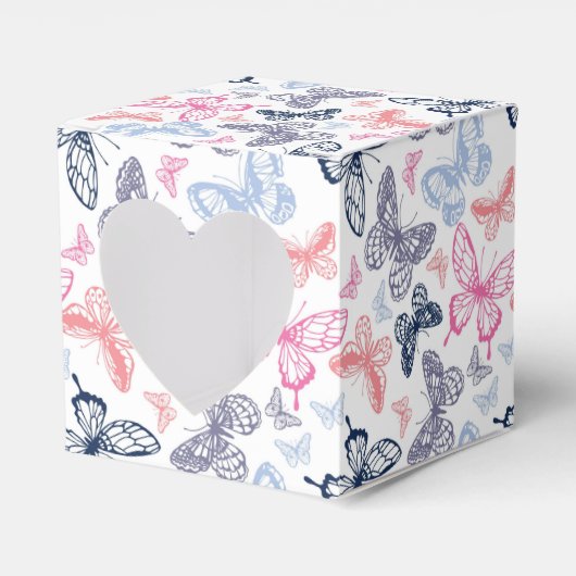 可愛いガーリー蝶カラフルイラストレーション フェイバーボックス (正面サイド)
