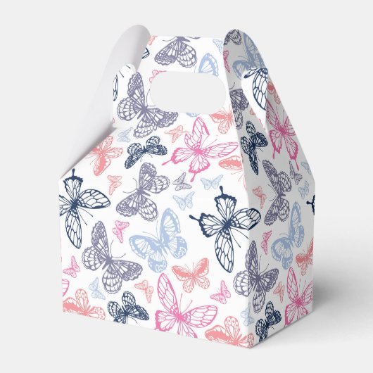 可愛いガーリー蝶カラフルイラストレーション フェイバーボックス (正面サイド)