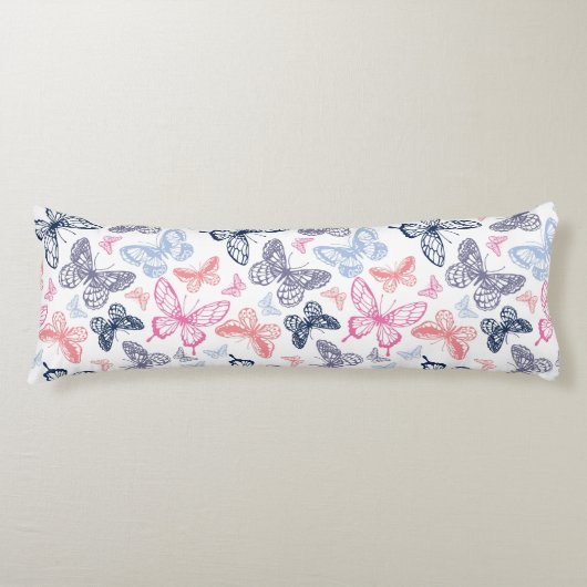 可愛いガーリー蝶カラフルイラストレーション ボディピロー (正面)