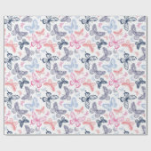 可愛いガーリー蝶カラフルイラストレーション ラッピングペーパー (フラット)