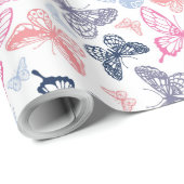 可愛いガーリー蝶カラフルイラストレーション ラッピングペーパー (ロールコーナー)