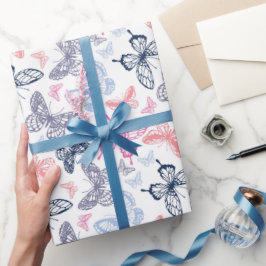 可愛いガーリー蝶カラフルイラストレーション ラッピングペーパー