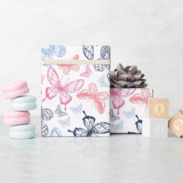 可愛いガーリー蝶カラフルイラストレーション ラッピングペーパー