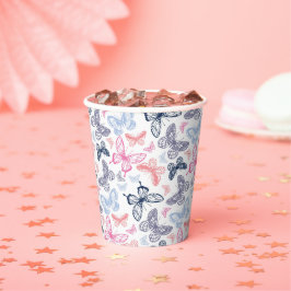 可愛いガーリー蝶カラフルイラストレーション 紙コップ