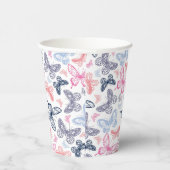 可愛いガーリー蝶カラフルイラストレーション 紙コップ (右)