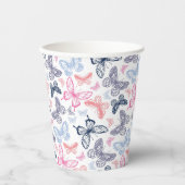 可愛いガーリー蝶カラフルイラストレーション 紙コップ (正面)
