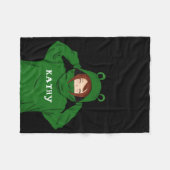 可愛いガールウィンググリーンカエルフード付スケッチブラック フリースブランケット (正面(横))