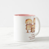 可愛いキウイ鳥と家族 ツートーンマグカップ (正面右)